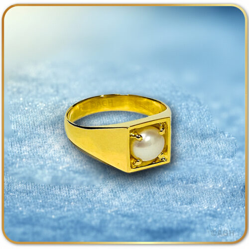 22K Gold Pearl st. Gents Ring