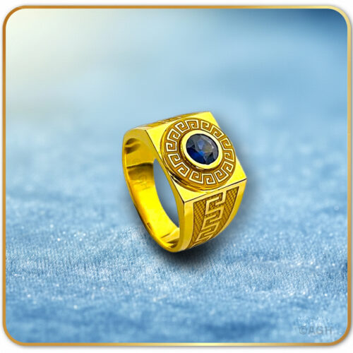 22K Gold Blue Sapphire st. Gents Ring